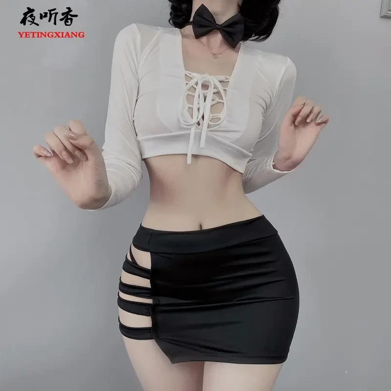 新品性感秘书制服情趣内衣女包臀短裙长袖小胸夜店角色扮演