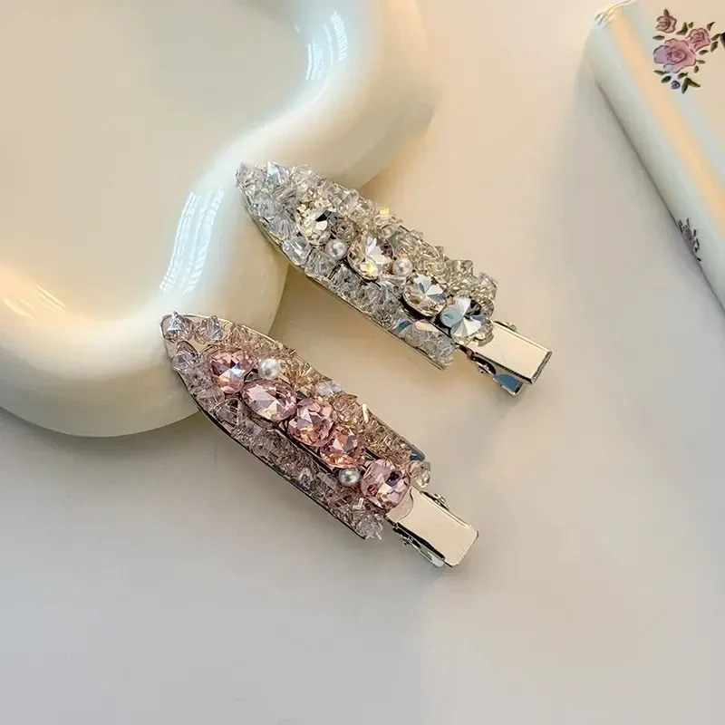 Daby杨颖同款水钻满钻发夹侧边夹精致高级感无痕鸭嘴夹bb夹发卡子