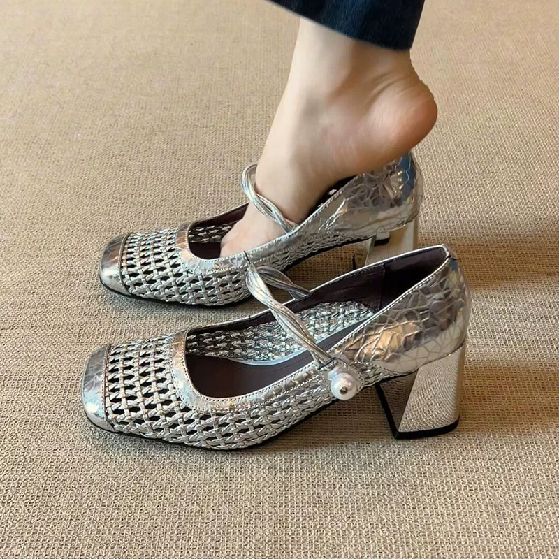 【DR旗舰正品！】羊皮~复古软底编织镂空玛丽珍凉鞋女款夏季真皮