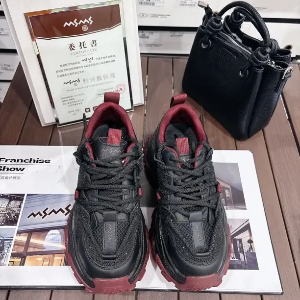 透气秋冬增高老爹鞋时尚休闲鞋黑色健步鞋女士时尚