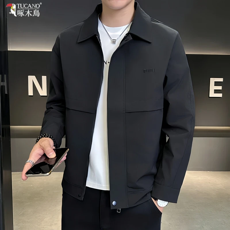 TUCANO/啄木鳥翻领外套男士春秋季新款潮流商务休闲夹克春装上衣