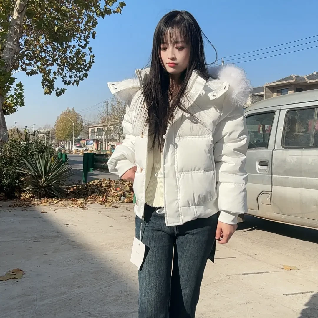 冬季韩版大毛领连帽短款女显瘦不臃肿加厚宽松面包服