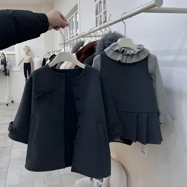 气质千金韩系三件套呢子大衣！儿童