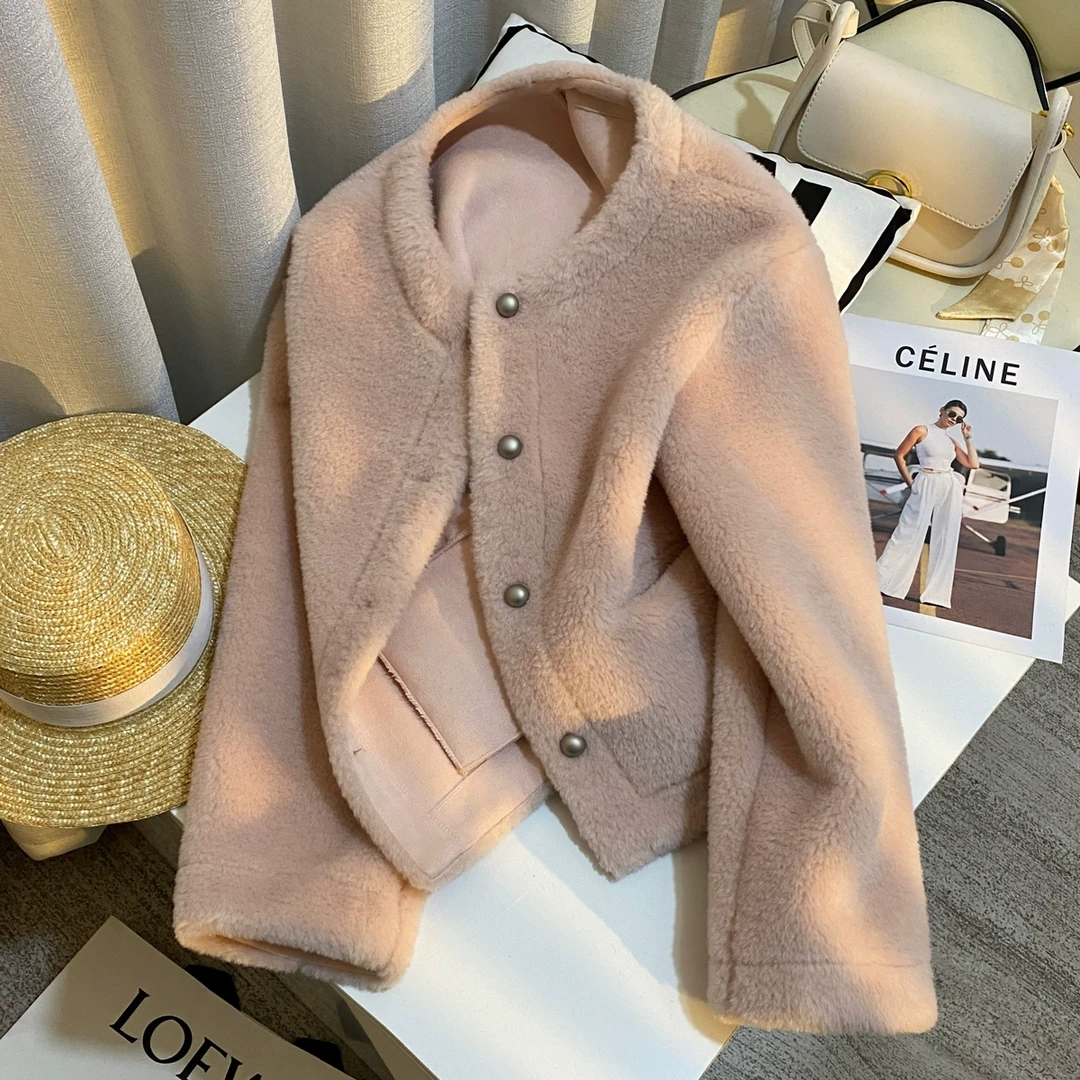 圆领秋冬冬季常规短款女短外套上衣加厚百搭气质韩版大衣宽松