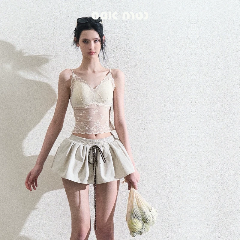 OAKMOO/"云朵和阳光"纯欲性感显瘦百搭修身吊带背心内衣蕾丝内搭