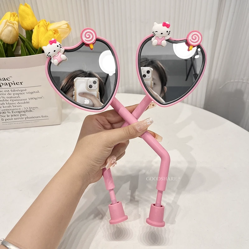 电动车后视镜子可爱卡通kt猫雅迪爱玛台铃电瓶车通用反光镜大视野