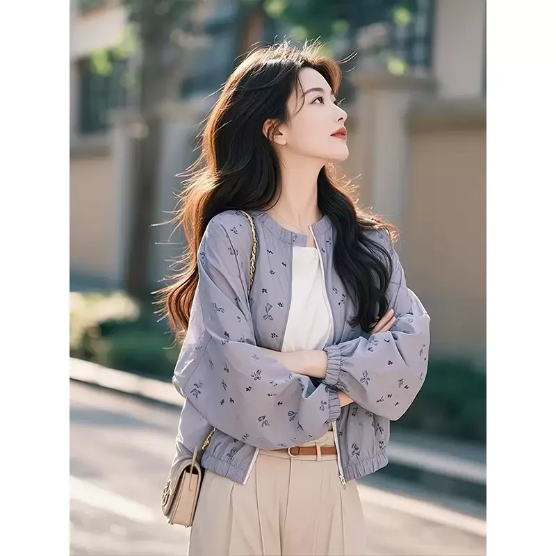 紫色短外套女2025新款春季爆款休闲夹克上衣高级感独特漂亮防晒衣