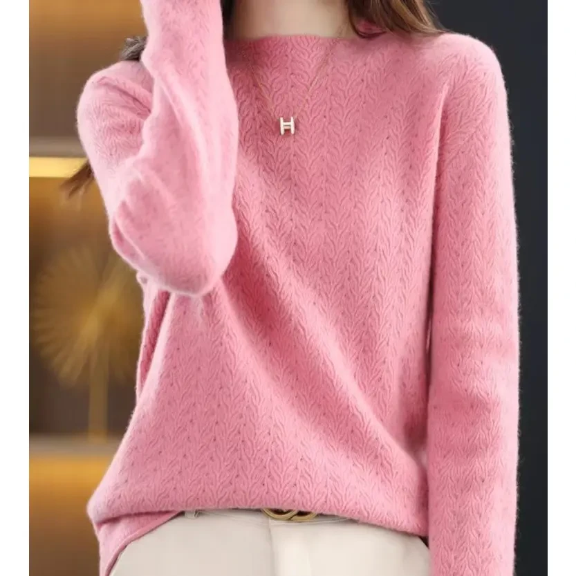 涵玖玥【100羊毛】孔雀花边麦浪时尚套衫长袖上衣07-867