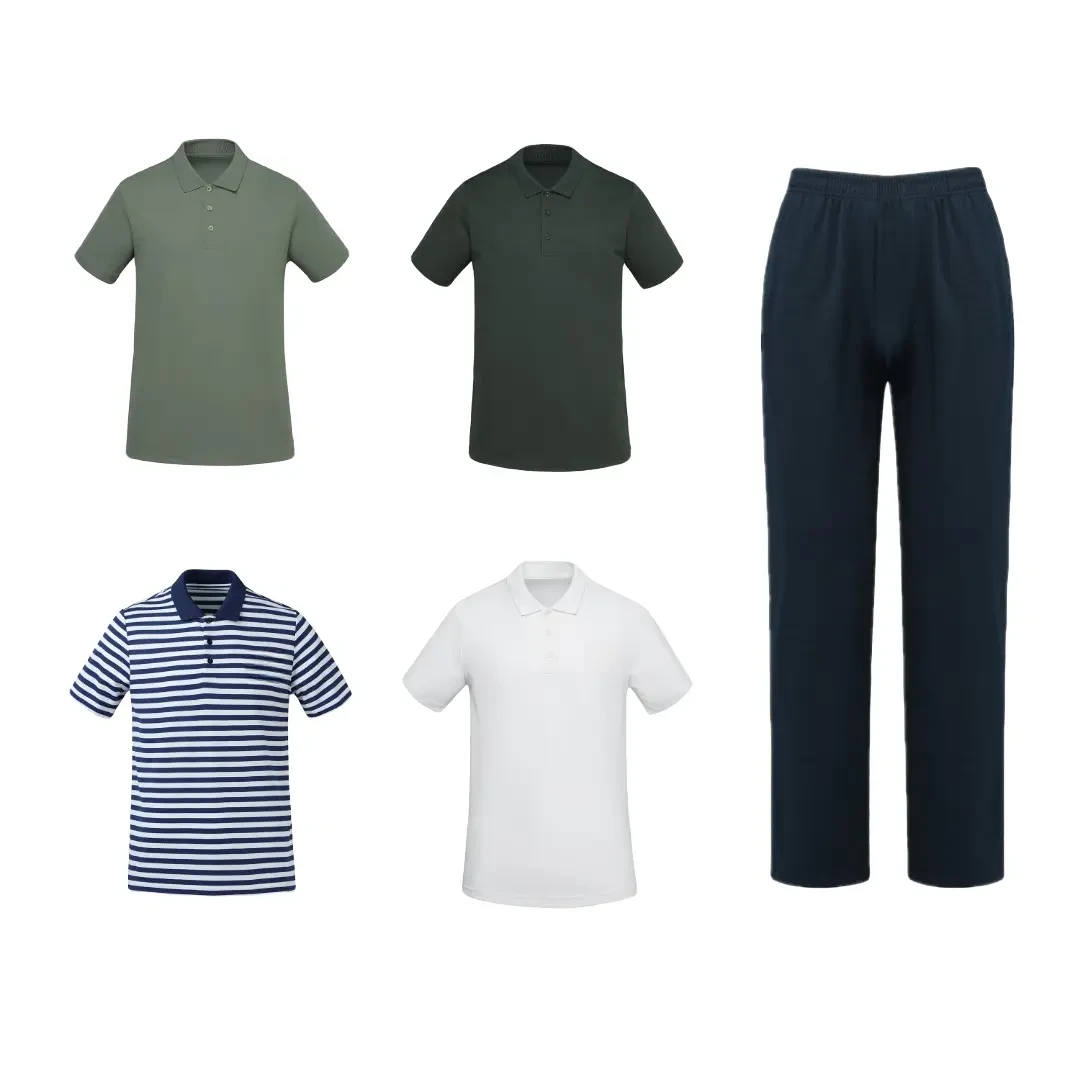 T恤免烫运动休闲服（四色可选）透气舒适翻领POLO衫长裤套装