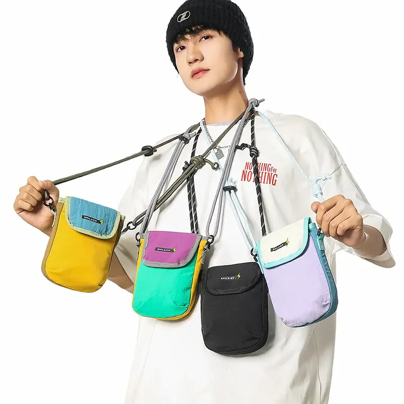 户外运动手机包男女撞色休闲单肩包通勤包轻便旅行斜挎小包