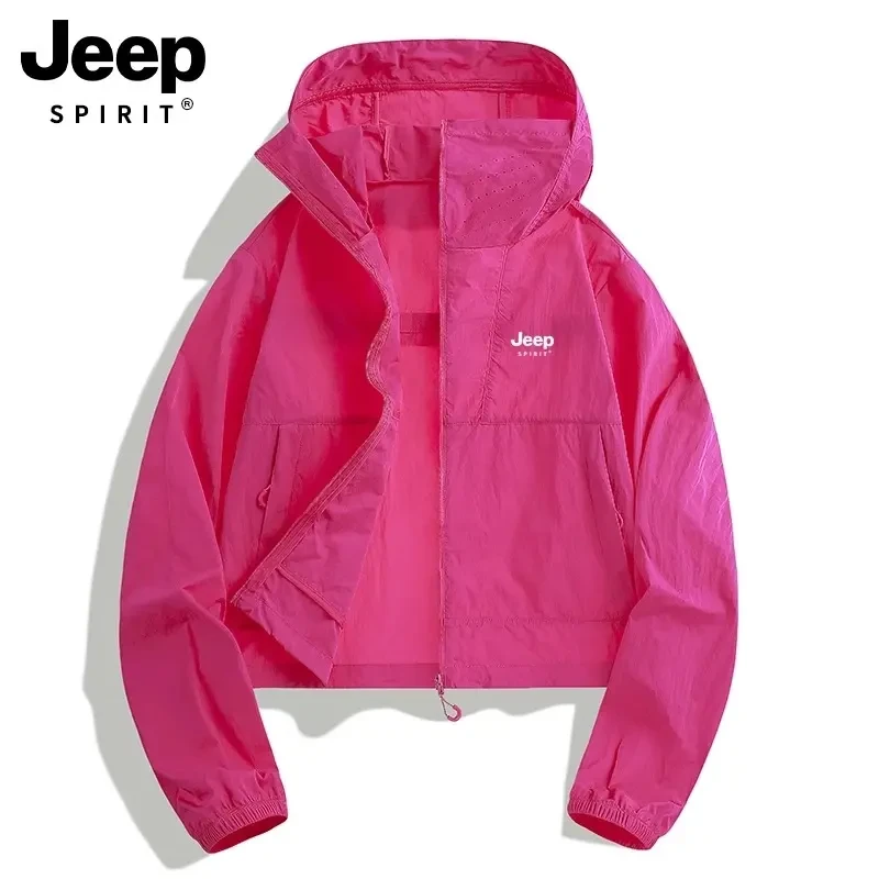 JEEPSPIRIT防晒衣男女夏季2025新款防紫外线薄款小个子运动短外套
