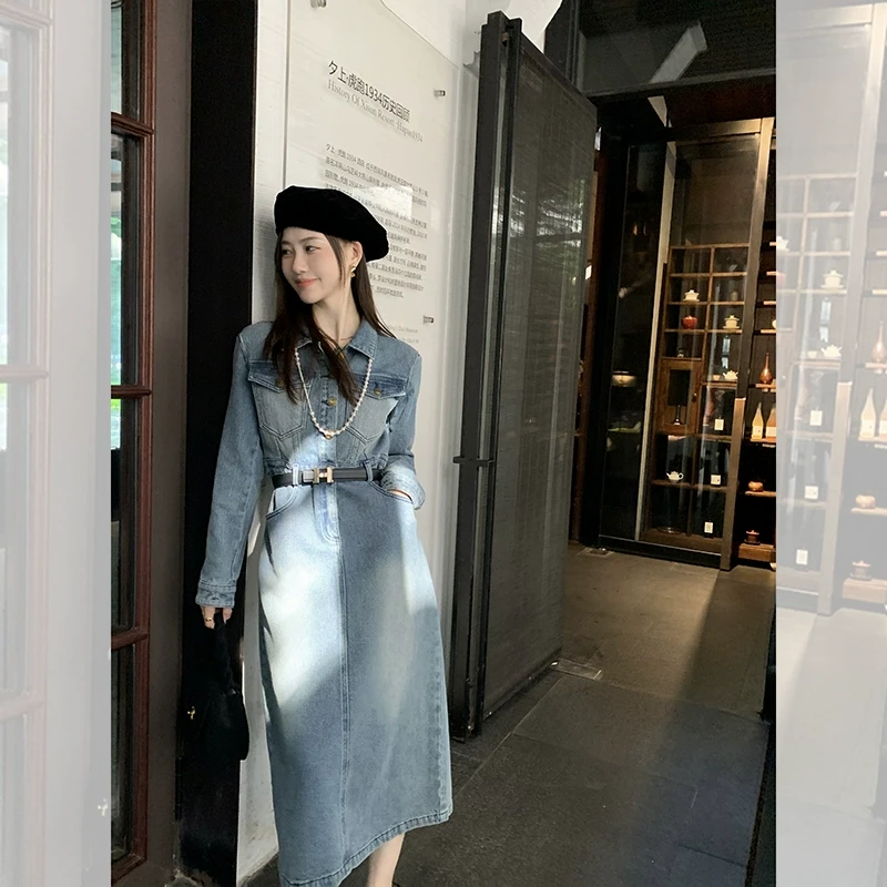 【高定牛仔裙】连衣裙女夏季时尚复古显瘦牛仔裙 QL233016