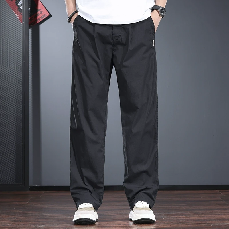 高端轻薄休闲裤男款夏季宽松直筒裤商务简约轻熟老钱风百搭长裤子