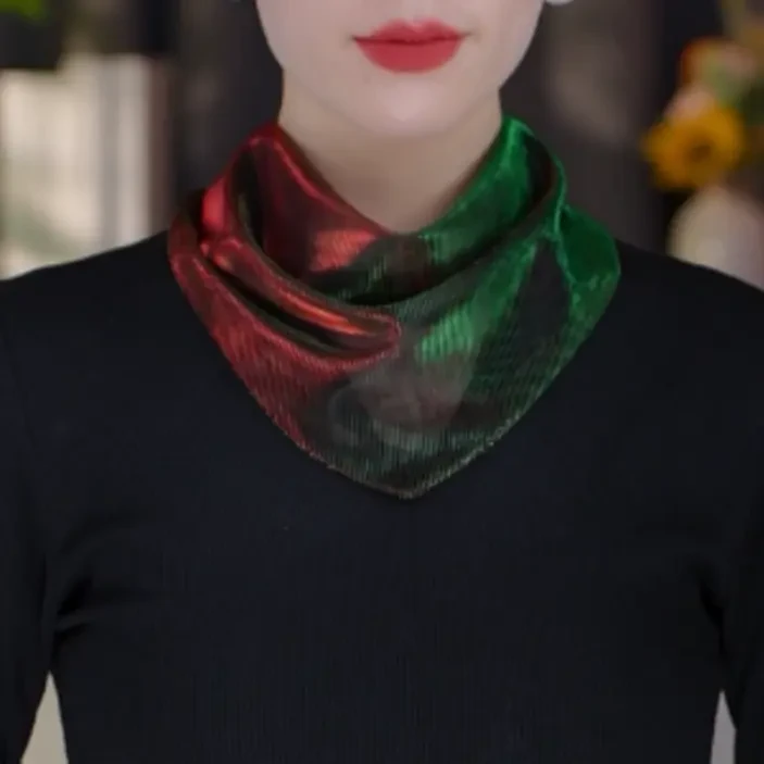 【磁吸扣贝珠】炫彩三角巾新款护颈洋气出游头巾装饰围巾春夏气质