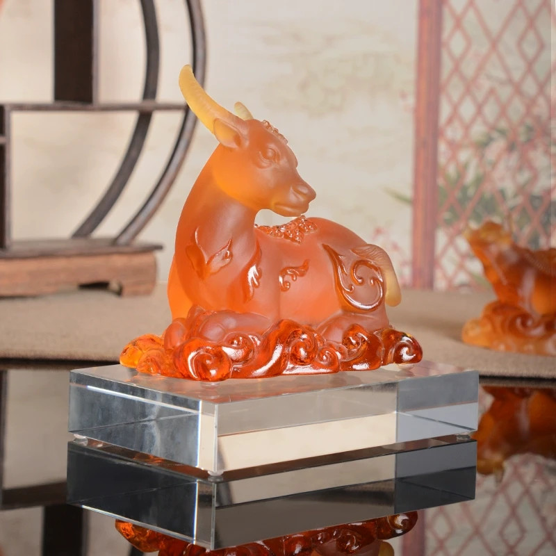 琉璃十二生肖牛摆件家居饰品客厅酒柜装饰工艺品开业乔迁送礼