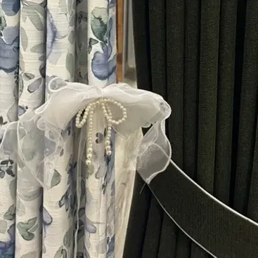 田园风法式小清新印花雪尼尔窗帘遮光客厅卧室森系粉色挂钩式