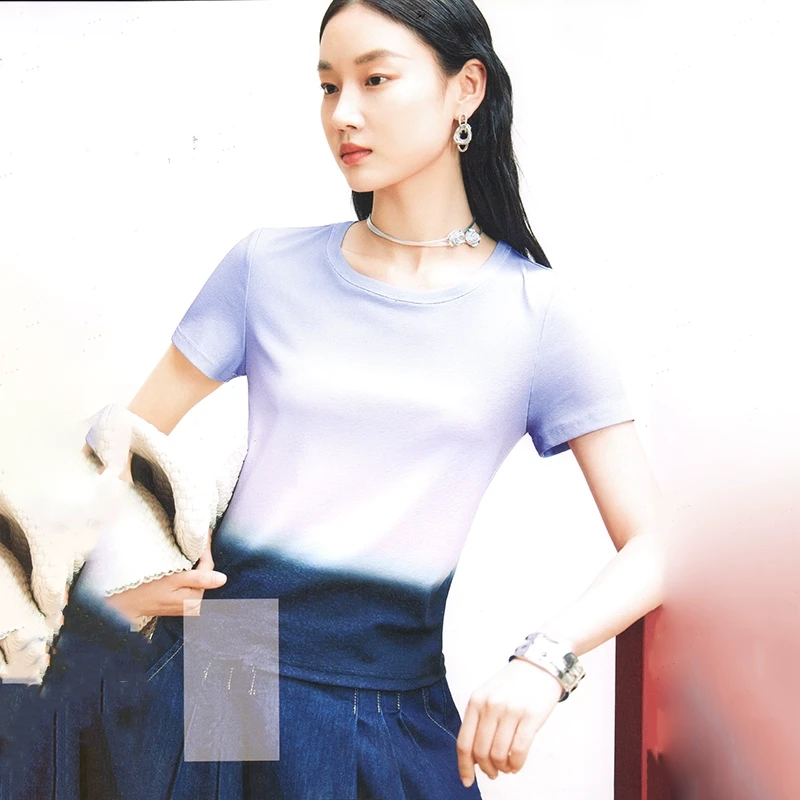 44823【纳系列】圆领渐变透气舒适T恤2420802367