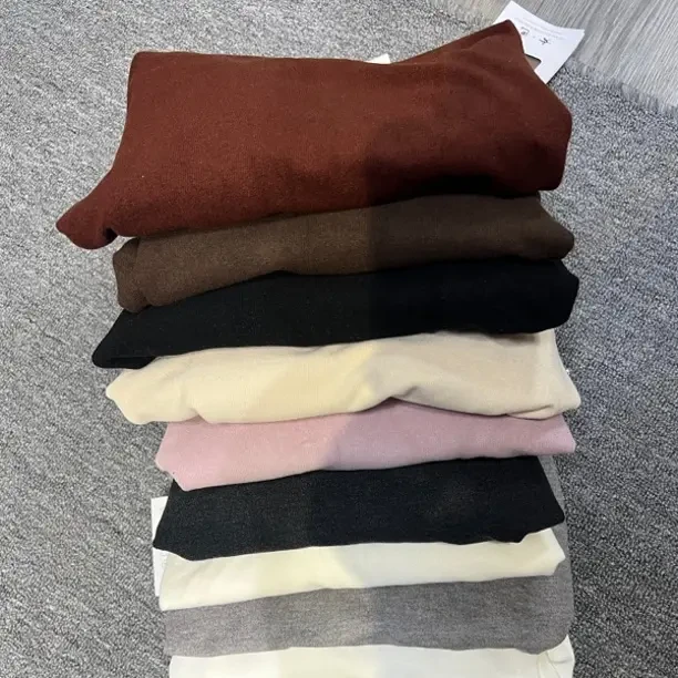 半高领洋绒显瘦百搭长袖内搭打底衫秋冬螺纹感