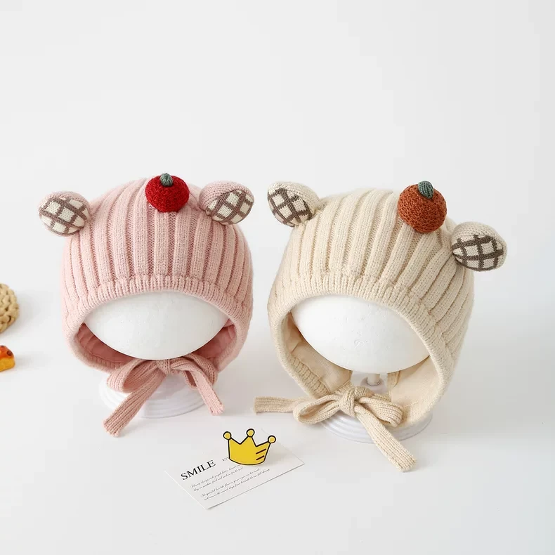 婴幼儿毛线帽冬季韩系卡通保暖男女童护耳帽针织户外防风宝宝帽子