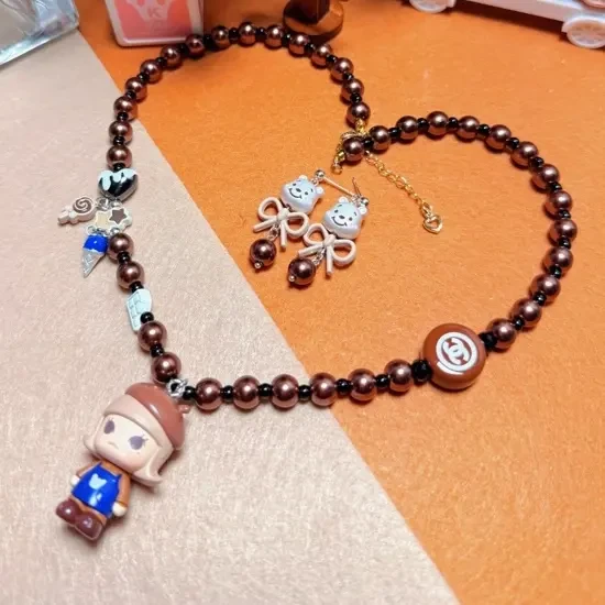 非金属树脂耳饰 原创手工定制串珠手机链包挂挂件饰品项链