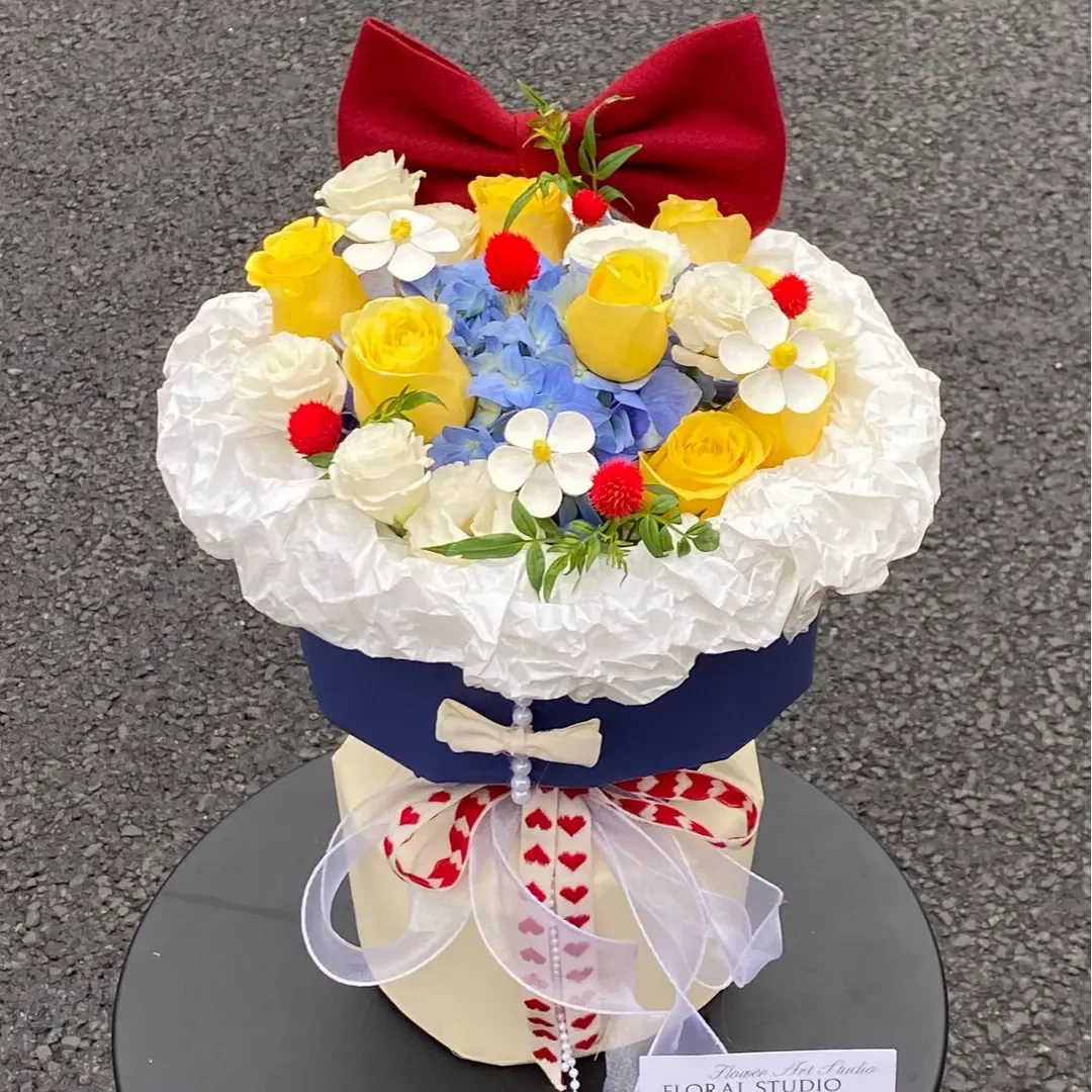 白雪公主黄玫瑰花束鲜花订购小时达的同城速配送上门生日附近团购