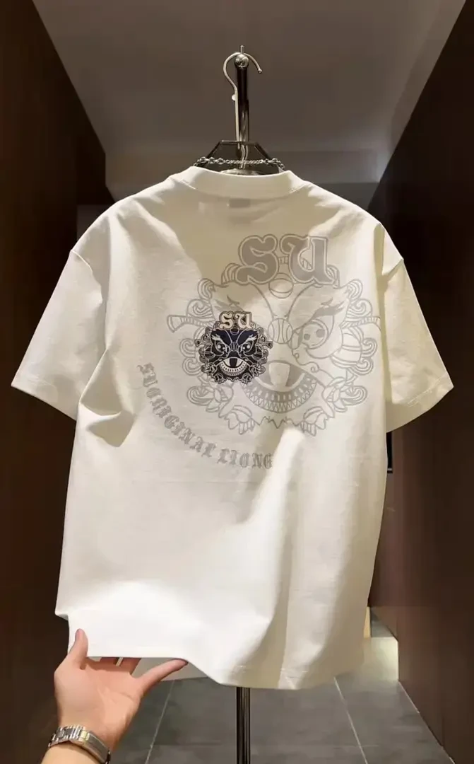 美式痞帅重磅短袖T恤青年男女百搭款夏季ins潮牌圆领上衣男士印花