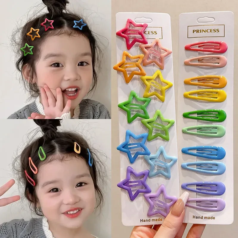 儿童可爱发卡头饰彩色星星发夹前额碎发夹刘海夹bb夹女童侧边夹子