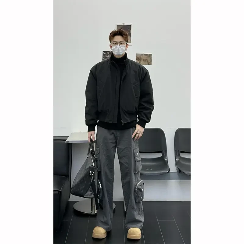 美式短款飞行员教练夹克男春秋cleanfit立领外套痞帅高级感棒球服