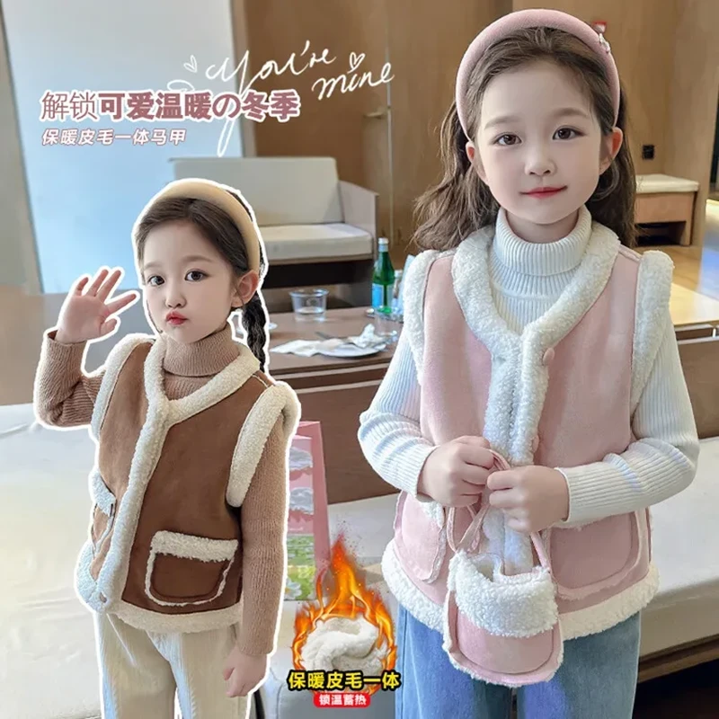 女童加绒保暖秋冬季马甲儿童外穿2025新款加厚背心女孩宝宝冬装