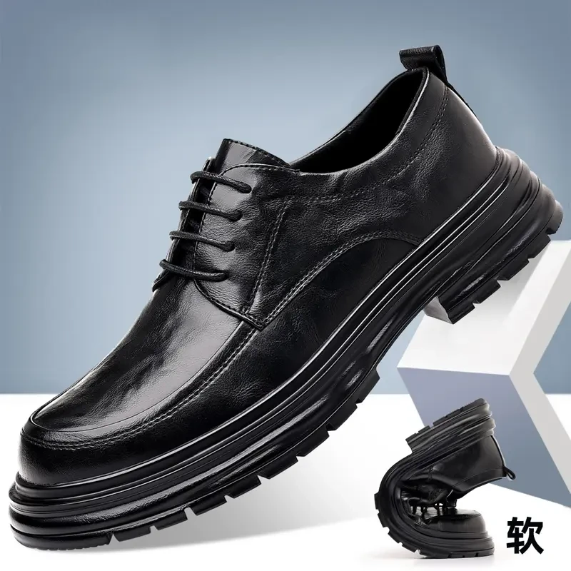 48大码圆头男士德比皮鞋黑色上班商务休闲正装鞋子结婚新郎男鞋47