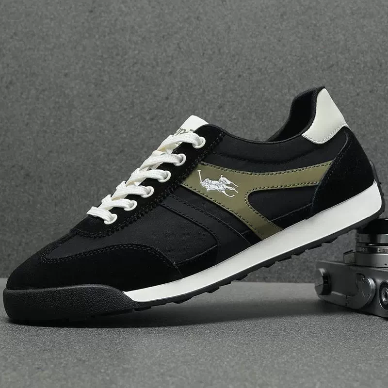 真皮男鞋透气小黑鞋2025春季德训鞋皮布拼接软底板鞋轻便休闲鞋男