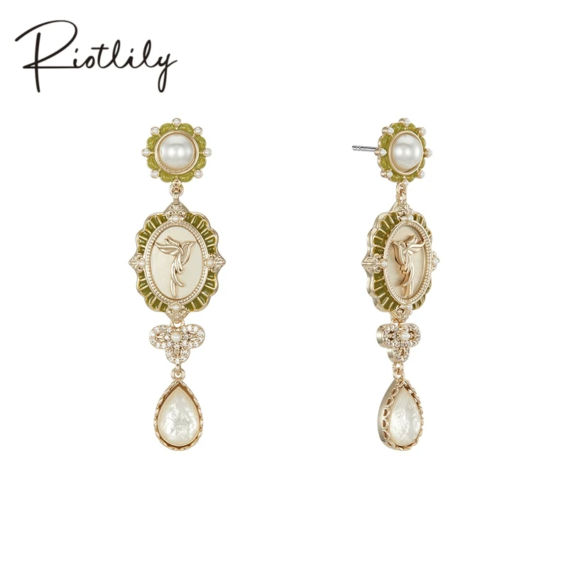 RiotLILY/艾特里里 合金仿珍珠耳饰 飞鸟集系列耳环优雅复古长款