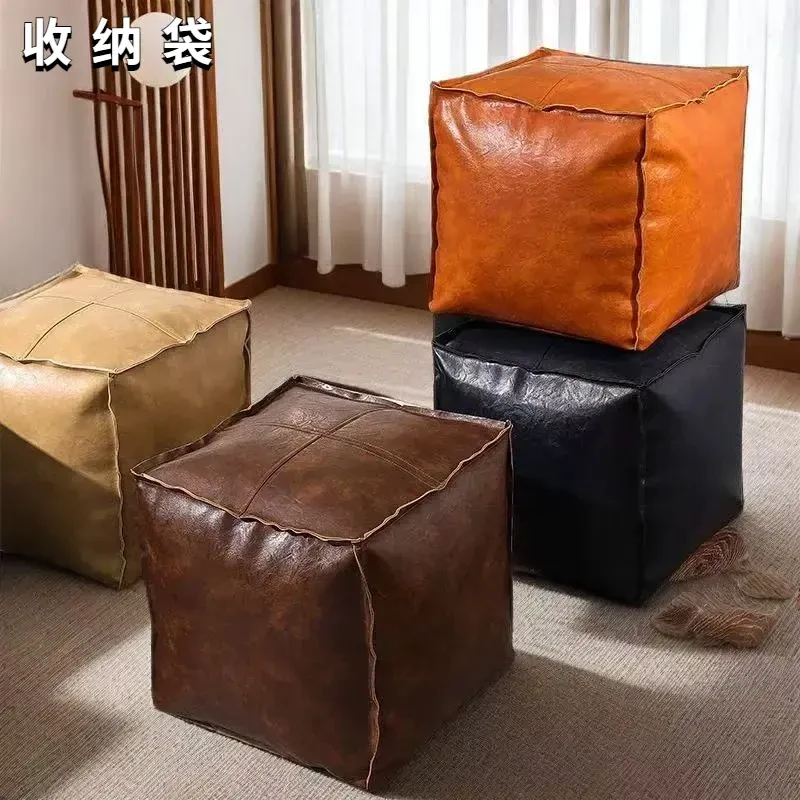 收纳坐墩二合一家用坐墩创意收纳箱蒲团衣物被子收纳袋子轻奢皮墩