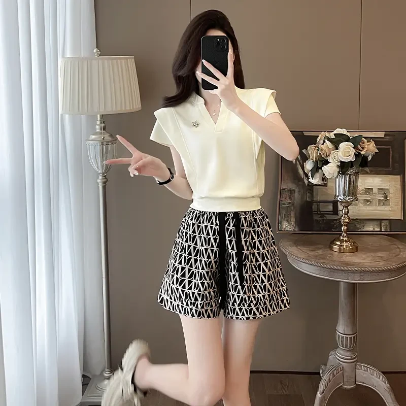 高端时尚气质小香风短裤女装套装女夏季小个子休闲两件套显瘦