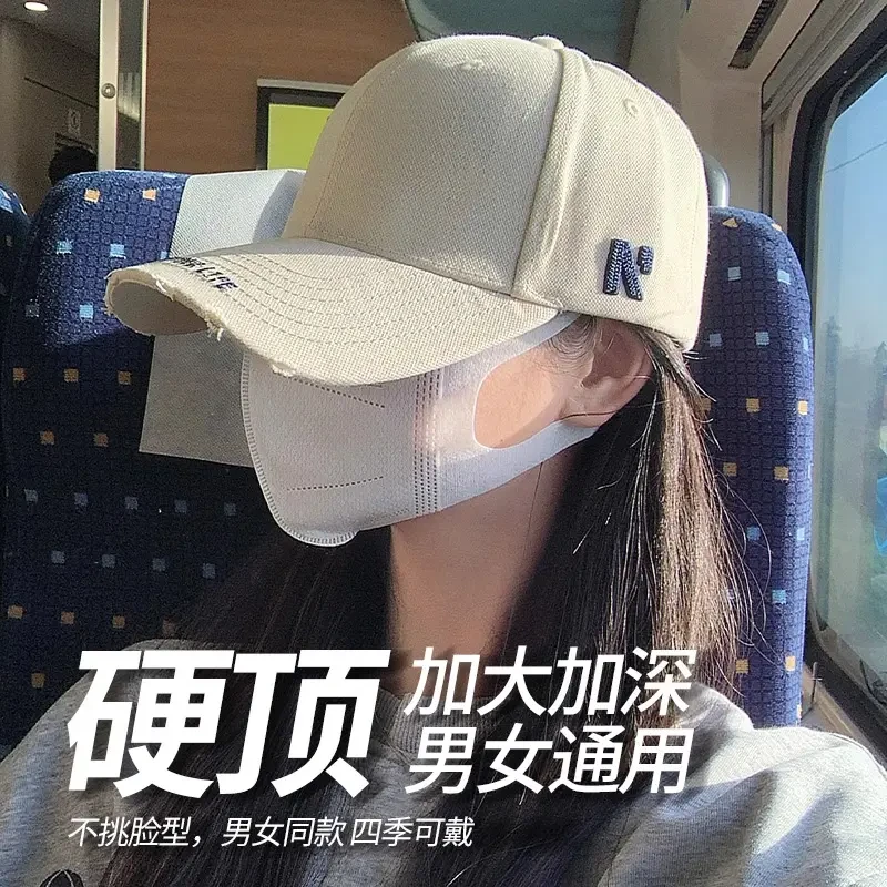 美式棒球帽女显脸小鸭舌帽男潮牌ins复古帽子加大加深硬顶宽帽檐