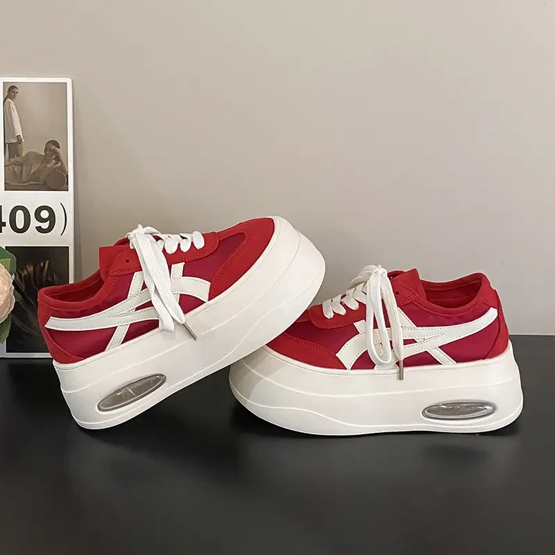 真皮厚底小白鞋子女鞋百搭增高板鞋2025夏季新款透气休闲运动单鞋