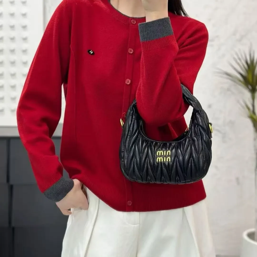 韩系撞色设计感宽松百搭秋冬新款针织长袖开衫毛衣内搭