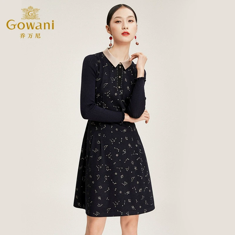 乔万尼连衣裙商场娃娃领气质女装秋冬内搭连衣裙EN4E830601