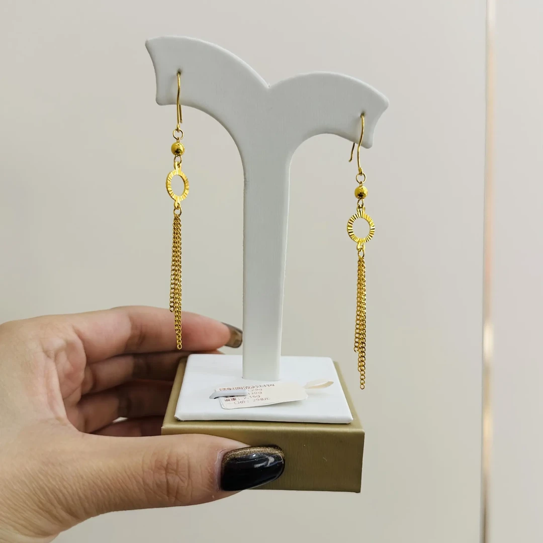 足银耳饰 耳环金➕银 转运珠耳线女气质长款显脸小耳坠ins风不掉色