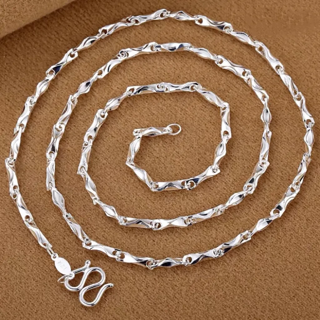 链子足银 999老鳳白银元宝链男女锁骨链素链手工链百搭简约时尚