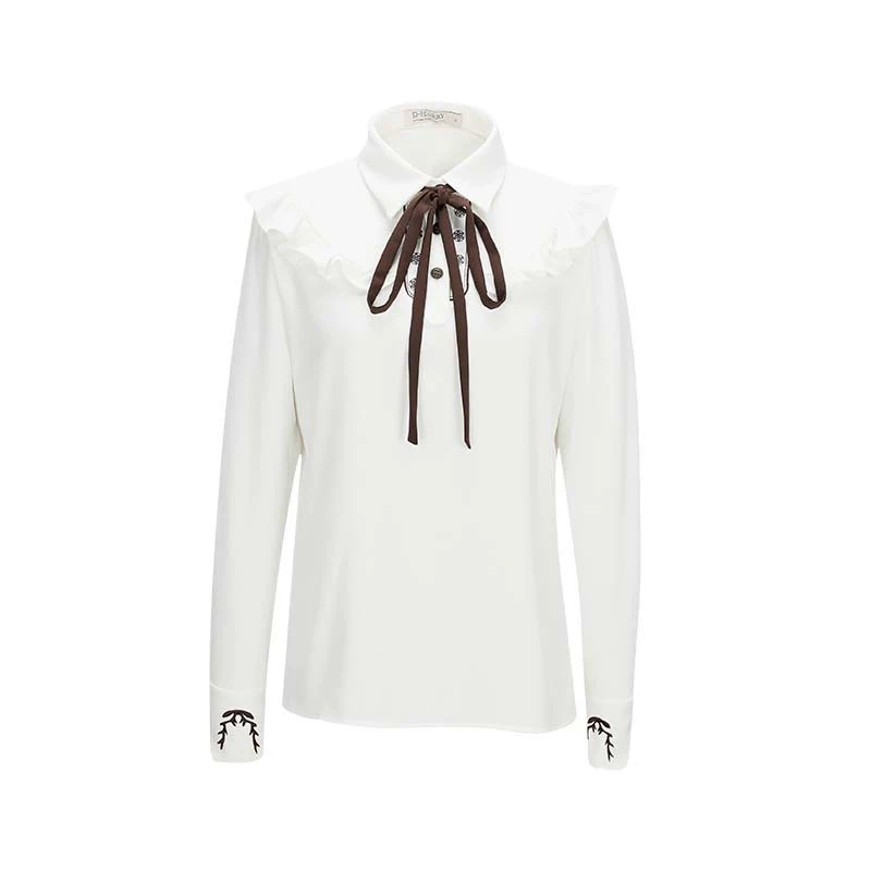 D-HARRY/迪哈利拼接秋冬撞色绣花蝴蝶衬衫DH214R93315D