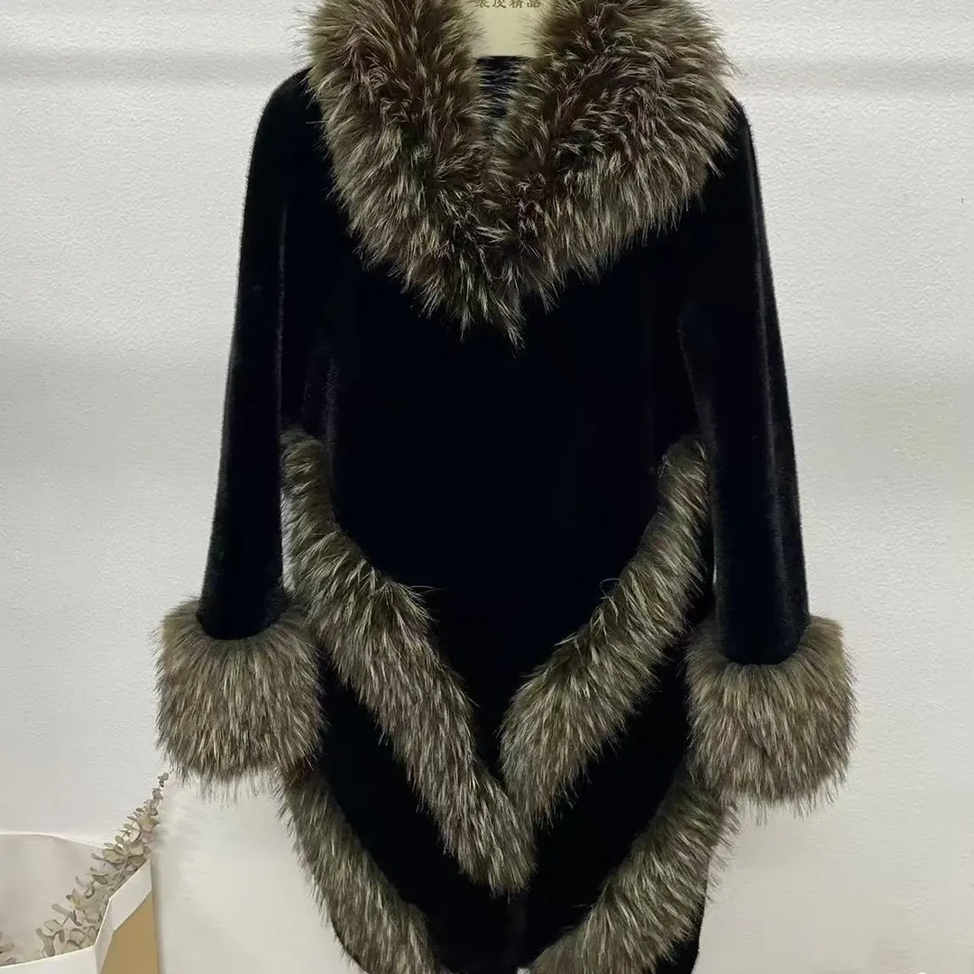 冬装加厚大衣女时尚毛毛外套长款过膝女