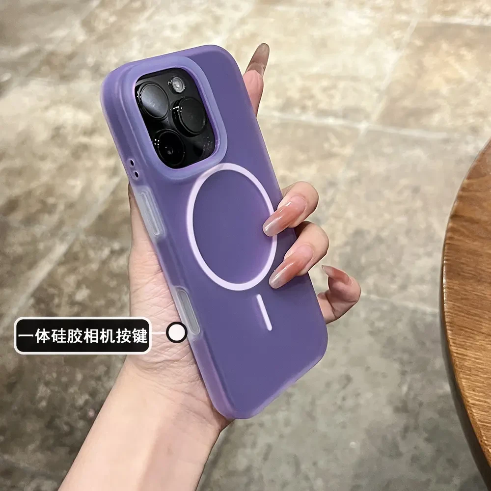 半透液态硅胶磨砂一体拍照按键适用苹果16promax磁吸15/14pro大孔