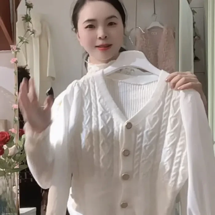 短款轻熟风针织长袖纯色毛针织衫时尚气质针织衫女装