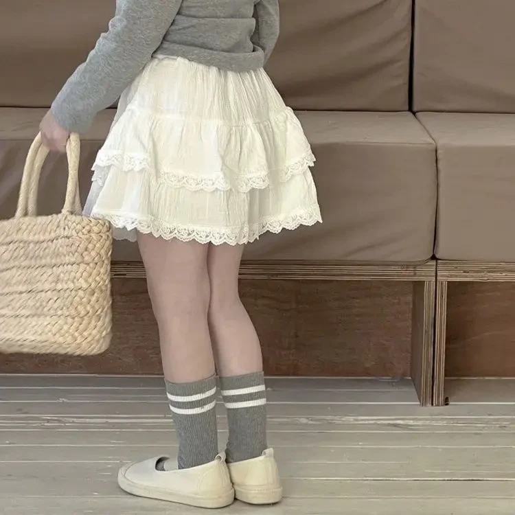 女童蕾丝蛋糕裙半身裙短裙带安全裤春夏款2025新款儿童女宝宝半裙