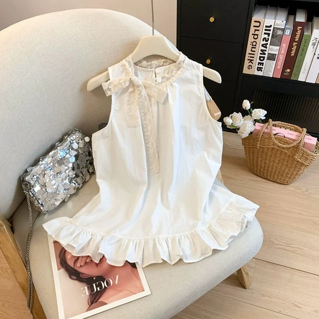 【高级感】深圳南油高端折扣轻奢女装东大门蕾丝系带无袖衬衫夏季