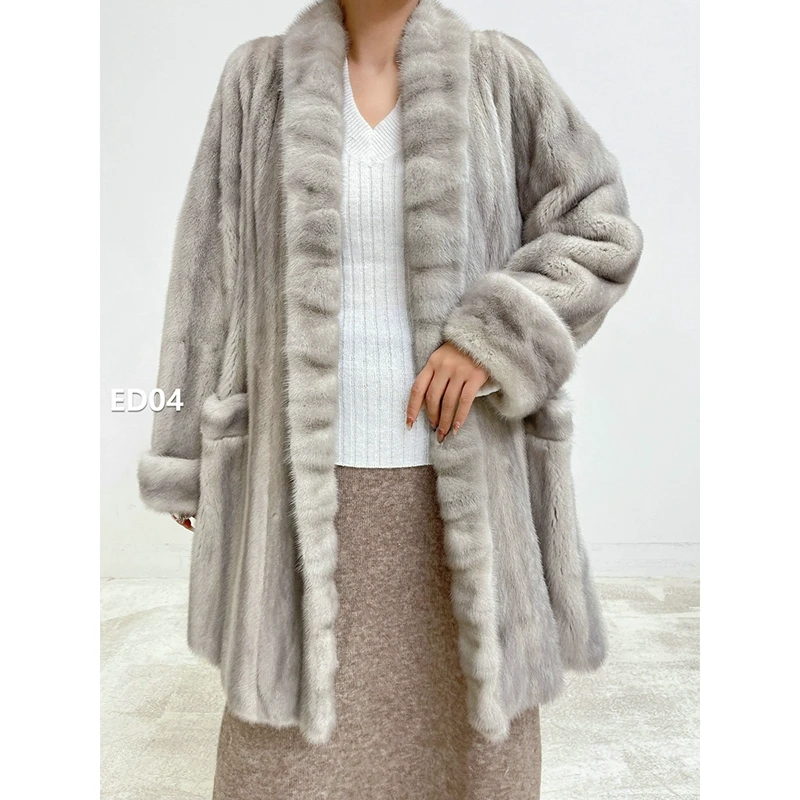 XXXX【ED04】3XL码 银灰色全抽貂皮外套水貂（肩44胸122衣89袖59）