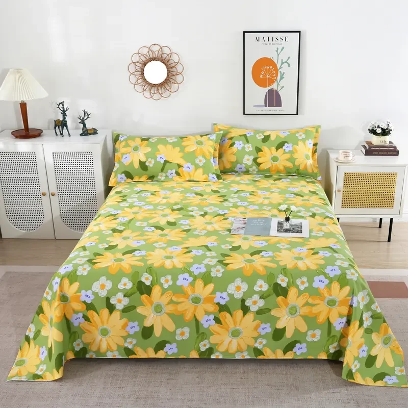 四季布原棉细纱老粗布床单三件套亲肤透气软席床上用品床单枕套