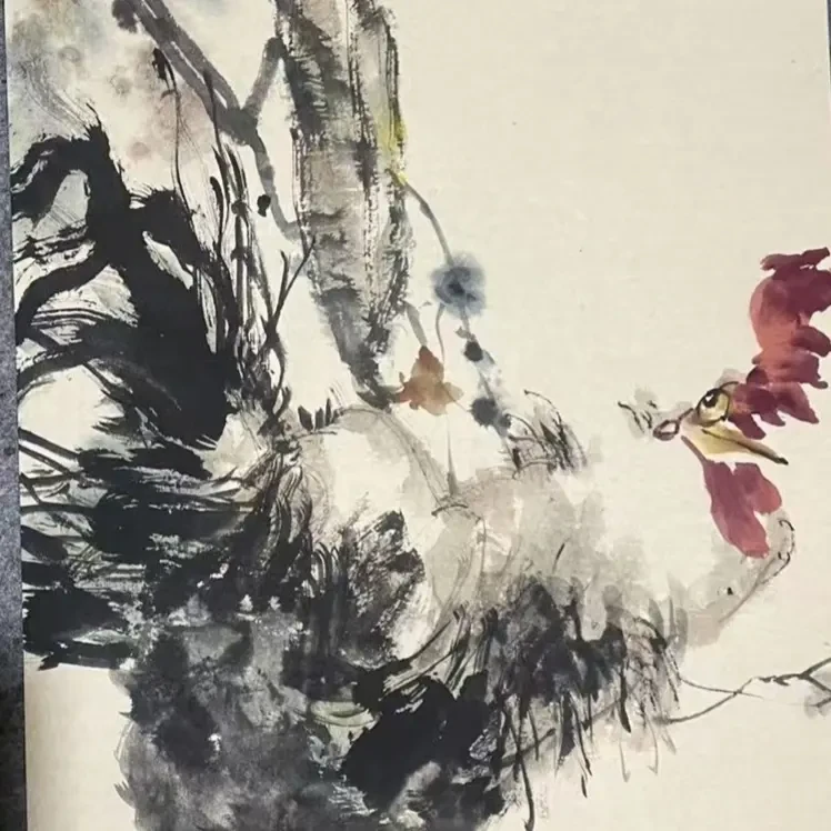 国画石榴大鸡，竖幅花鸟，卡纸，65x33cm(原189，现98)