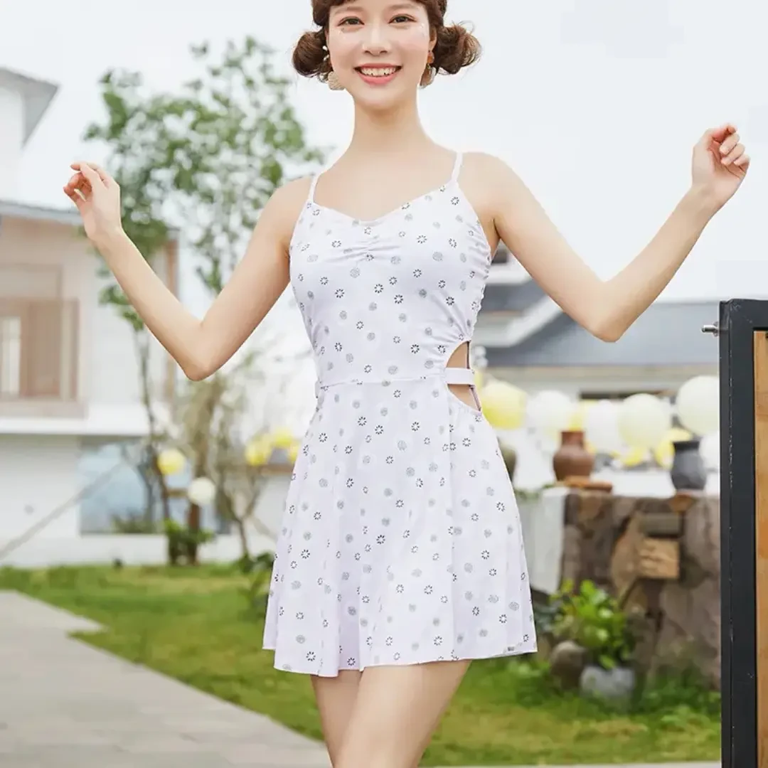女士连体泳衣遮肚显瘦温泉游泳专用泳装耦合紫的设设计太美啦